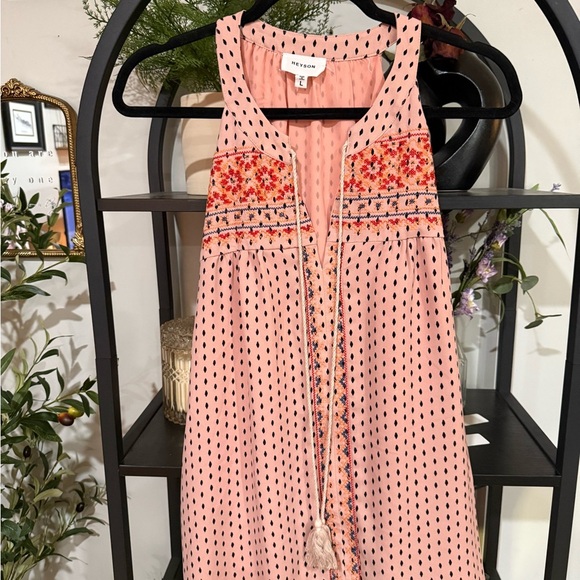 Heyson Peach and Black Patterned Tank Top size large - Picture 2 of 5